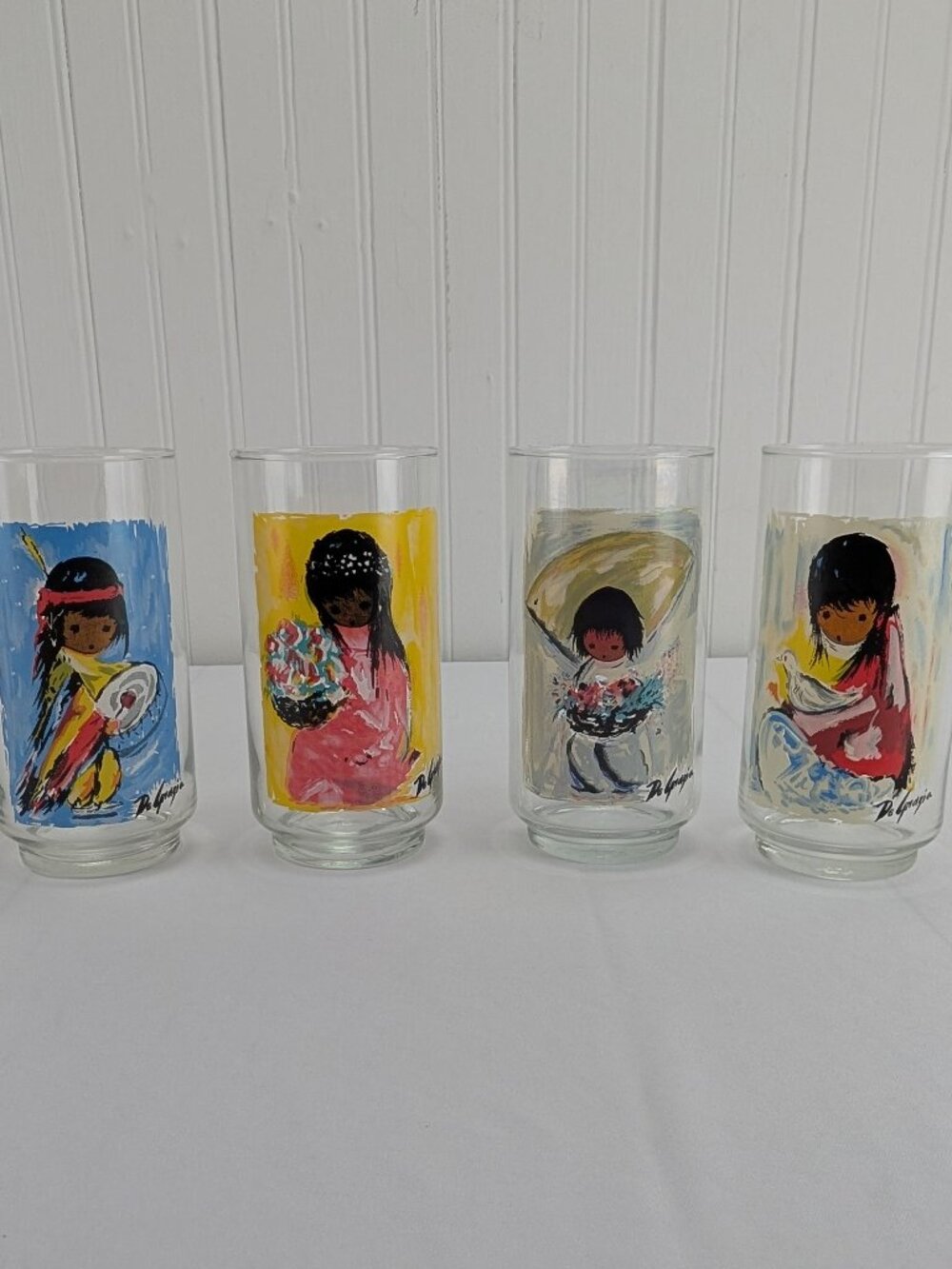 Vintage DeGrazia Drinking Glasses Set of 4 Southwestern Native Art Collectible